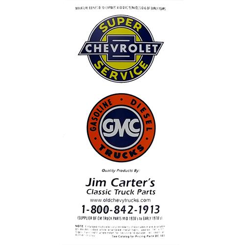 Chevrolet and GMC Miniature Service Decals Chevrolet and GMC Pickup Truck