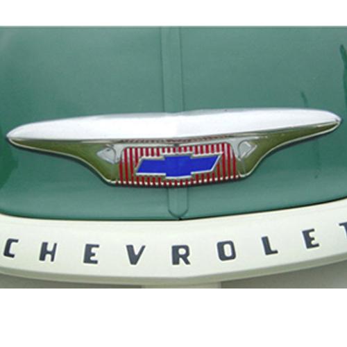 1954 Hood Emblem Decal Blue and Red with Black Block Letters Chevrolet Pickup Truck