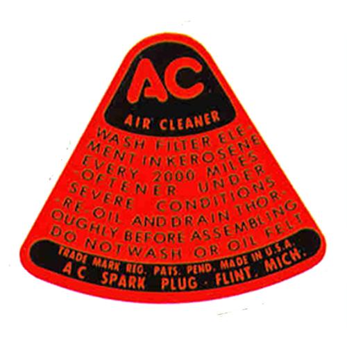 1947-1955 Dry Element Air Cleaner Decal (Oil Wetted Flat) Chevrolet and GMC Pickup Big Truck