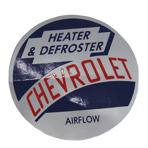 1954-1955 Heater Decal Fresh Air 1st Red and Blue on Silver Chevrolet and GMC Pickup Truck