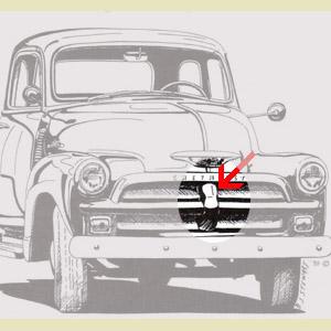 1954-Early 1955 Grille Bullet or Nose Front Only Steel 1954-Early 1955 Exact Reproduction