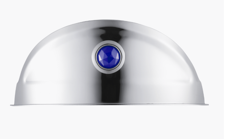 7 Headlight Visor w/ Blue Glass Dot Stainless Steel