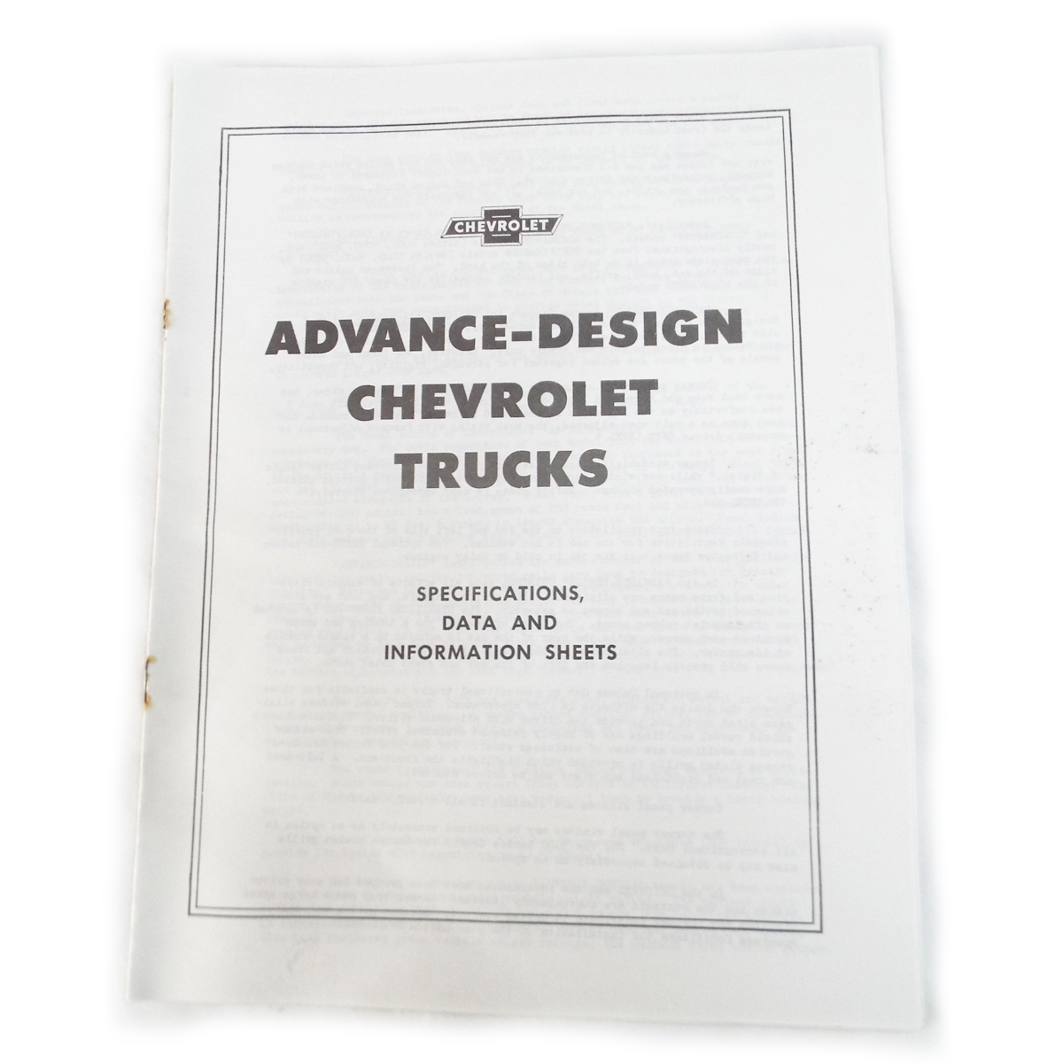 1947-Early 1955 Dealers Specifications Data and Information Pamphlet Chevrolet and GMC Pickup Truck