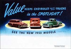 1953 Brochure Light Duty Exact Reprint of Dealers Ad Foldout Chevrolet and GMC Pickup Truck