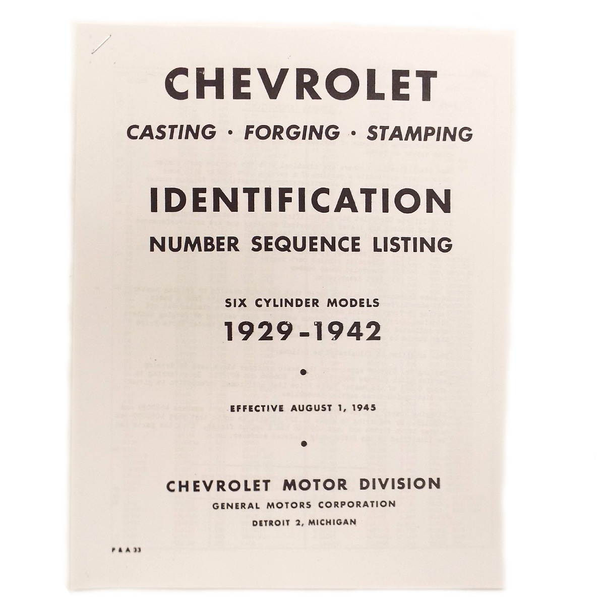 1929-1942 Casting Number Guide Chevrolet and GMC Pickup Truck