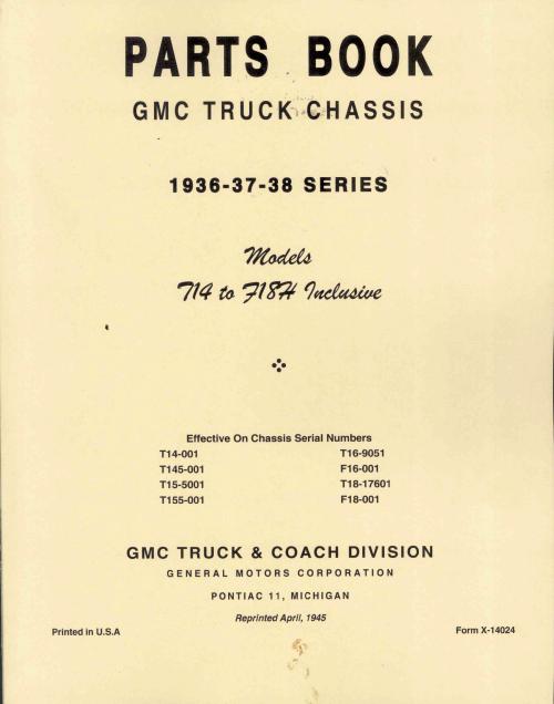 1936-1938 Illustrated Parts Book Shows Mechanical Parts Breakdown GMC Pickup Truck