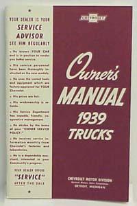 1939 Owners Manual Chevrolet Pickup Truck