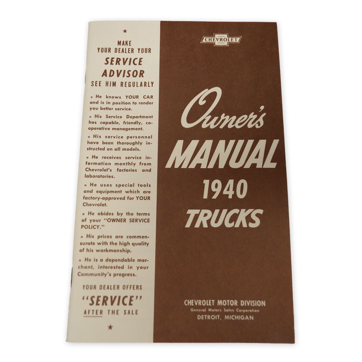 1940 Owners Manual Chevrolet Pickup Truck