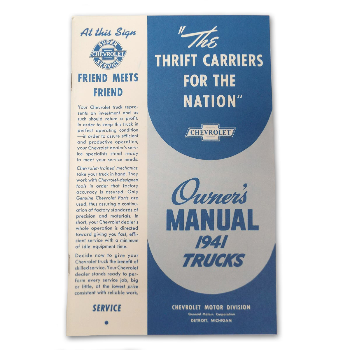 1941 Owners Manual Chevrolet Pickup Truck