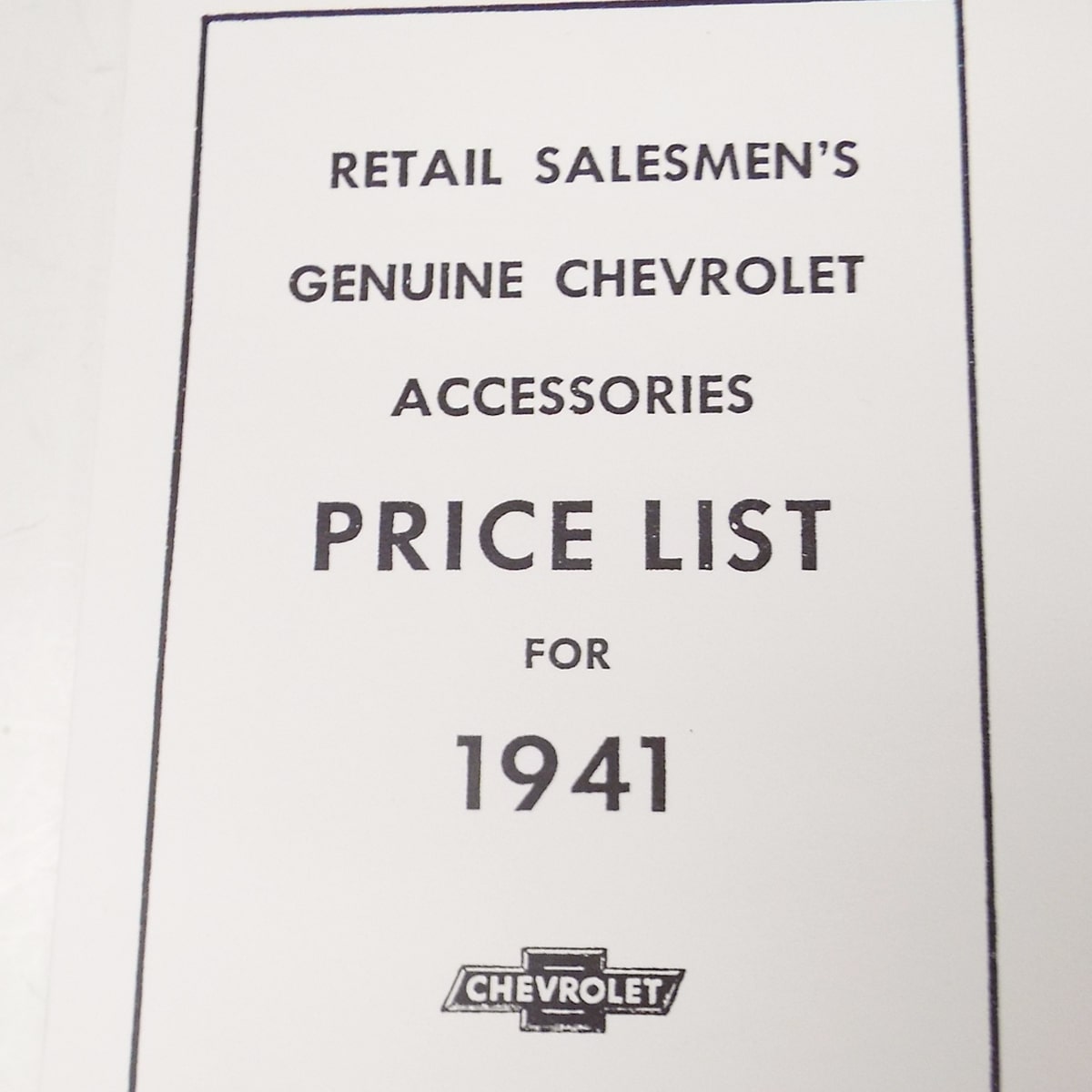 1941 Accesory Listing Chevrolet and GMC Pickup Truck