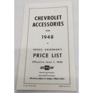 1948 Accessory Listing Chevrolet and GMC Pickup Truck