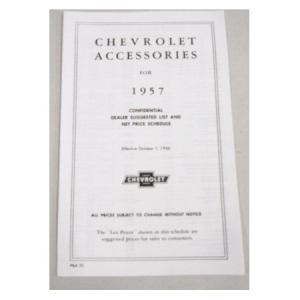 1957 Accessory Listing For Chevrolet Pickup Truck