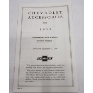 1959 Accessory Listing For Chevrolet Pickup Truck