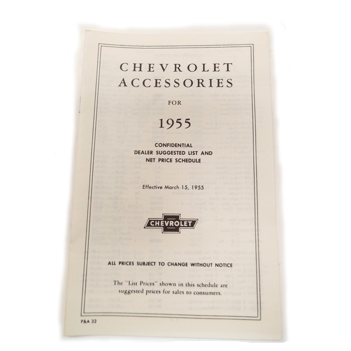 1955 Accessory Listing Chevrolet and GMC Pickup Truck