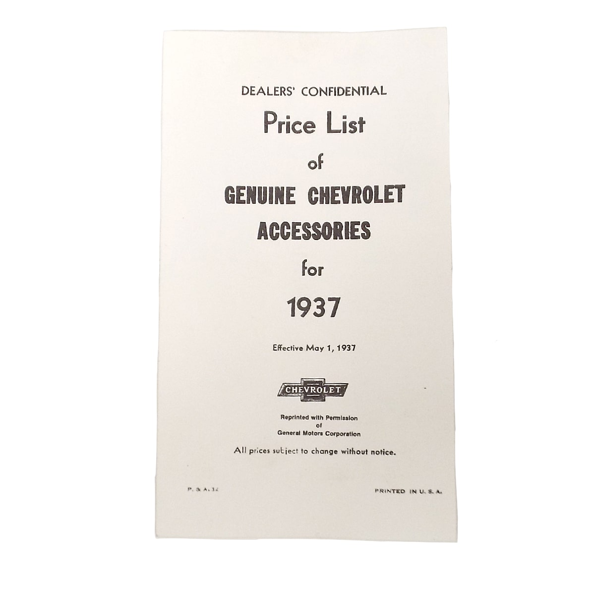 1937 Accessory Listing Chevrolet and GMC Pickup Truck