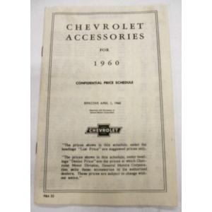 1960 Accessory Listing For Chevrolet Pickup Truck