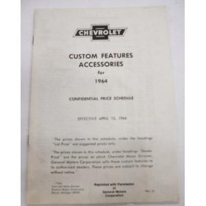 1964 Accessory Listing For Chevrolet Pickup Truck