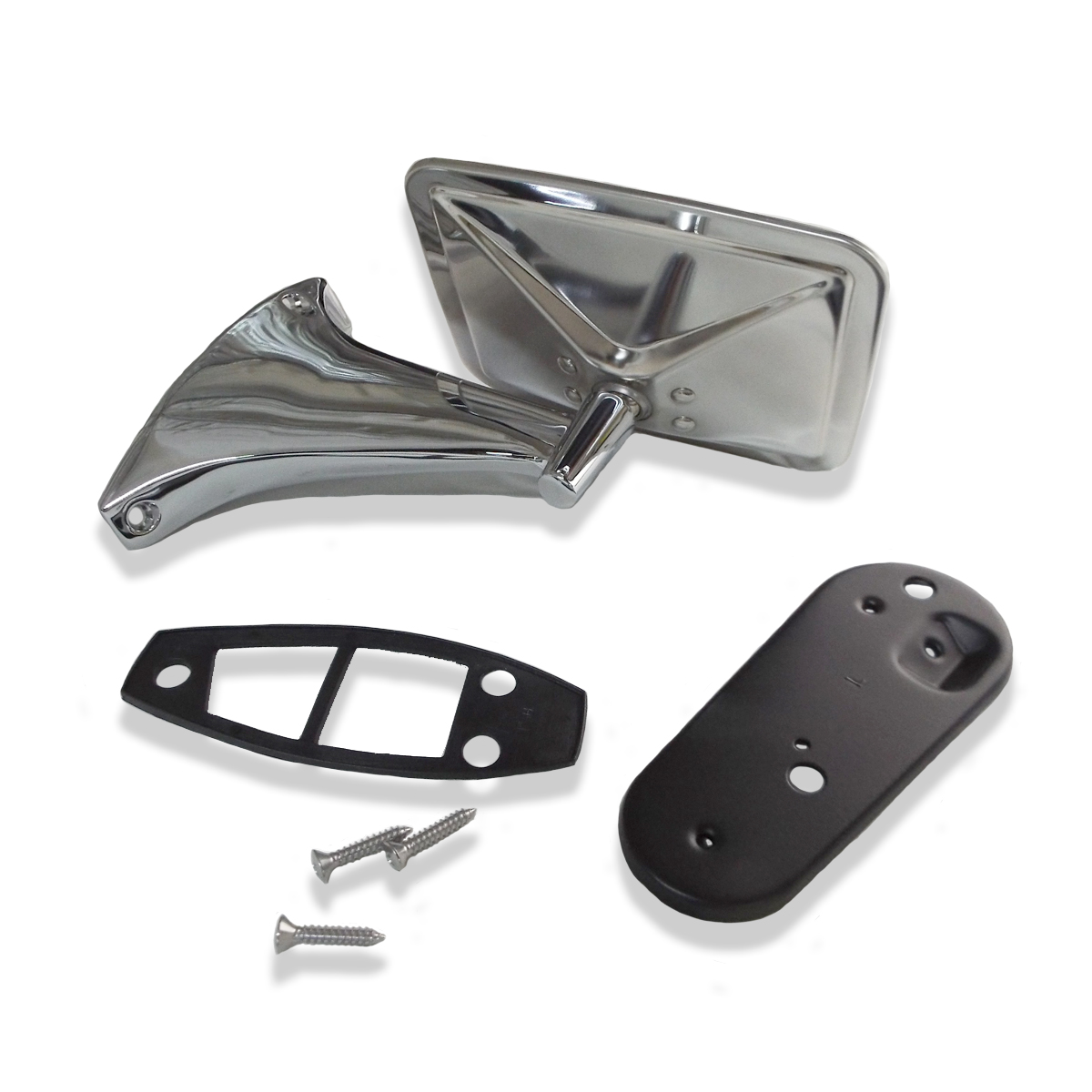 1971-1972 Outside Mirror Assembly Chrome Base & Stainless Mirror Left Chevrolet and GMC Pickup Truck
