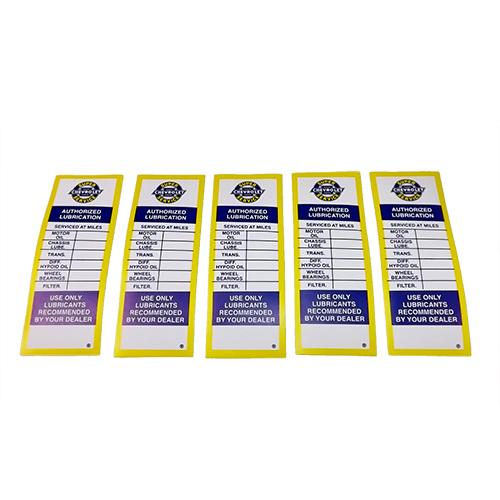 Door Lubrication Sticker Blue Yellow White as Original Set of 5 Chevrolet and GMC Pickup Truck