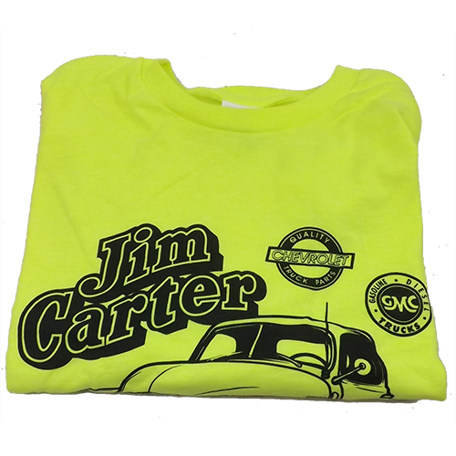 1947-1953 T-Shirt XX-Large Neon Green Jim Carter Chevrolet Pickup Truck on Front Black ink