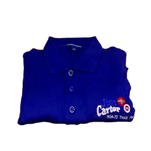 Polo Shirt Med. Royal Blue with Jim Carter Chest Logo Chevrolet and GMC Pickup Truck