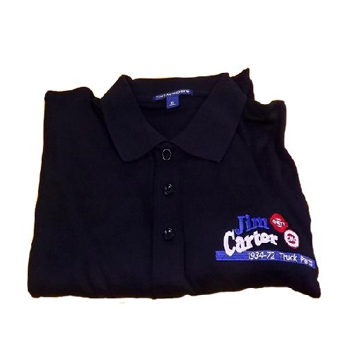 Polo Shirt Med. Black with Jim Carter Chest Logo Chevrolet and GMC Pickup Truck