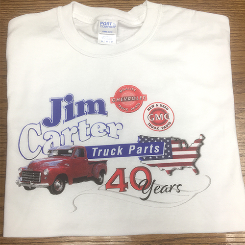 1947-1953 T-Shirt X-Large White Jim Carter 40 YRS 1947-53 Chevy truck