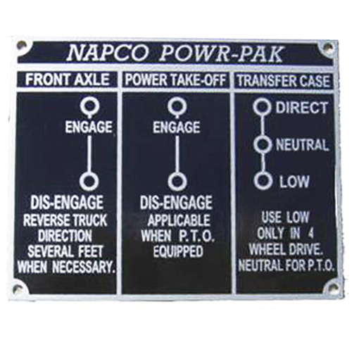 1955-1959 NAPCO Metal Shift Plate Chevrolet and GMC Pickup Truck