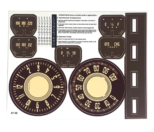 1947-48 Car Brown Gauge Decal Chevy