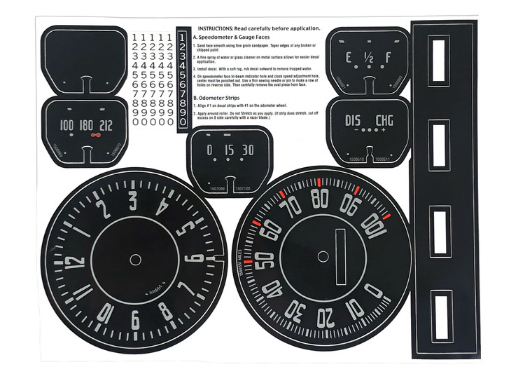 Car Black Gauge Decal 1941-46 Chevy