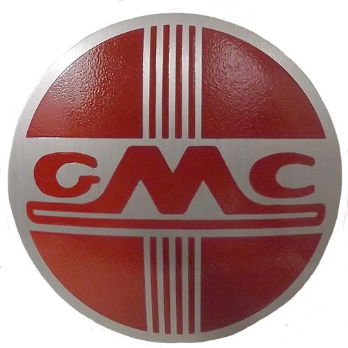 1947-1952 Factory Heater Identification Plate Red on Silver GMC Pickup and Big Truck