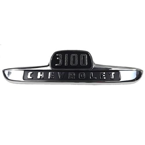 1955 Hood Side Emblem Early With Clips 1/2 Ton 3100 Chevrolet and GMC Pickup Truck
