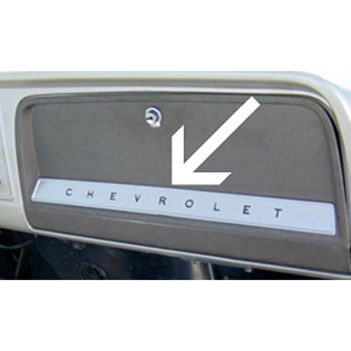 1964-1966 Glove Box Door Emblem Chrome Chevrolet Pickup Truck