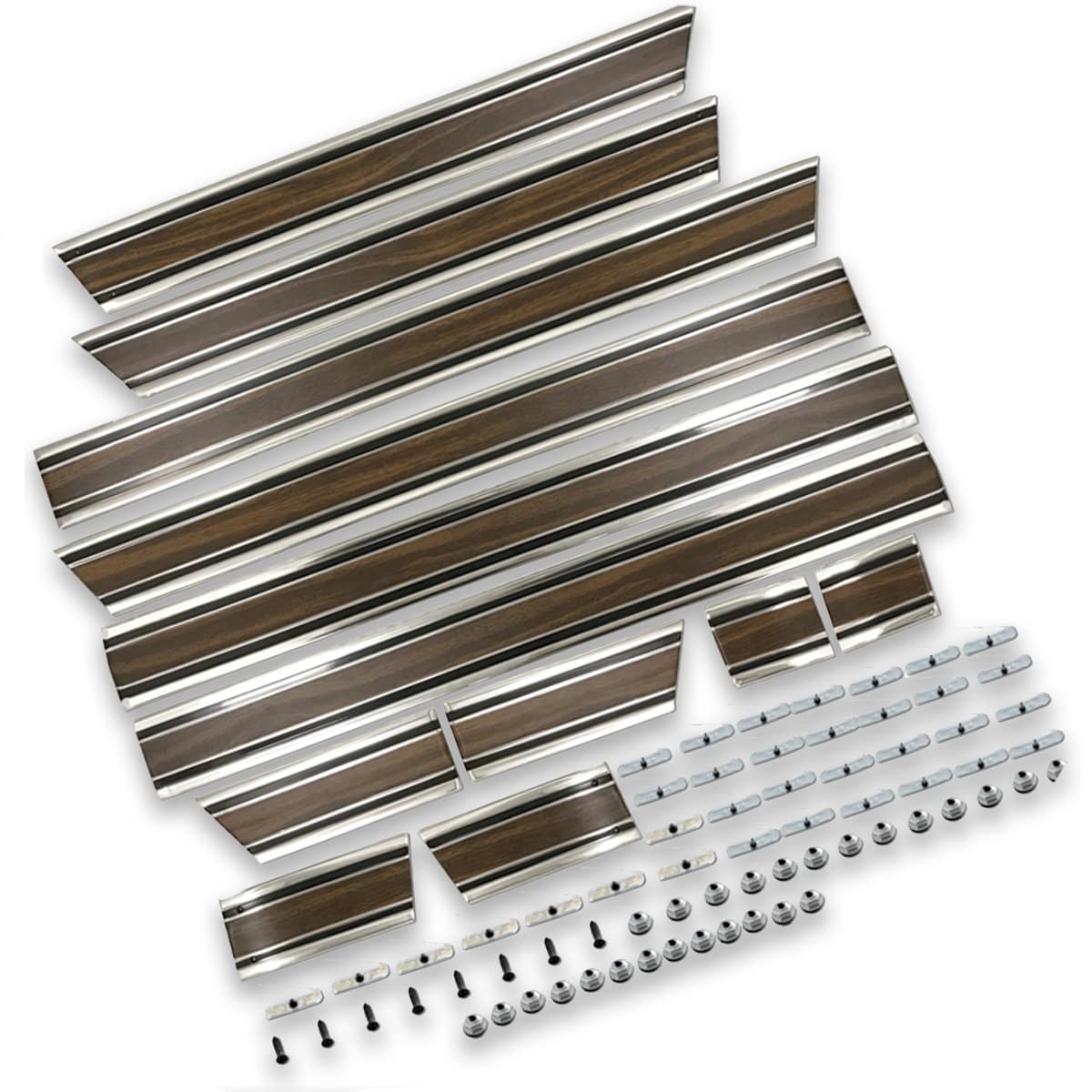 1969-1972 Lower Wide Side Moldings Trimmed in Wood Grain Insert 115-inch Wheel Base Short Bed Chevrolet and GMC Pickup