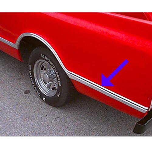 1967-1968 Lower Side Bed Edge Molding Rear Left Long Bed 127 And 133 Inch Wheel Base Chevrolet and GMC Pickup Truck