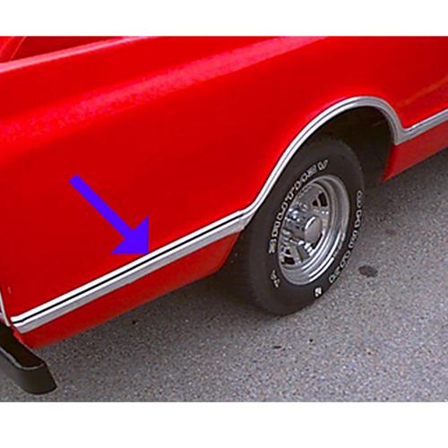 1967-1968 Lower Side Bed Edge Molding Rear Right Long Bed 127-133 Inch Wheel Base Chevrolet and GMC Pickup Truck
