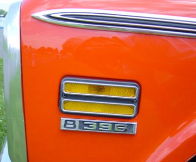 1969-1970 Fender Emblem V8-396 Front Chevrolet Pickup Truck