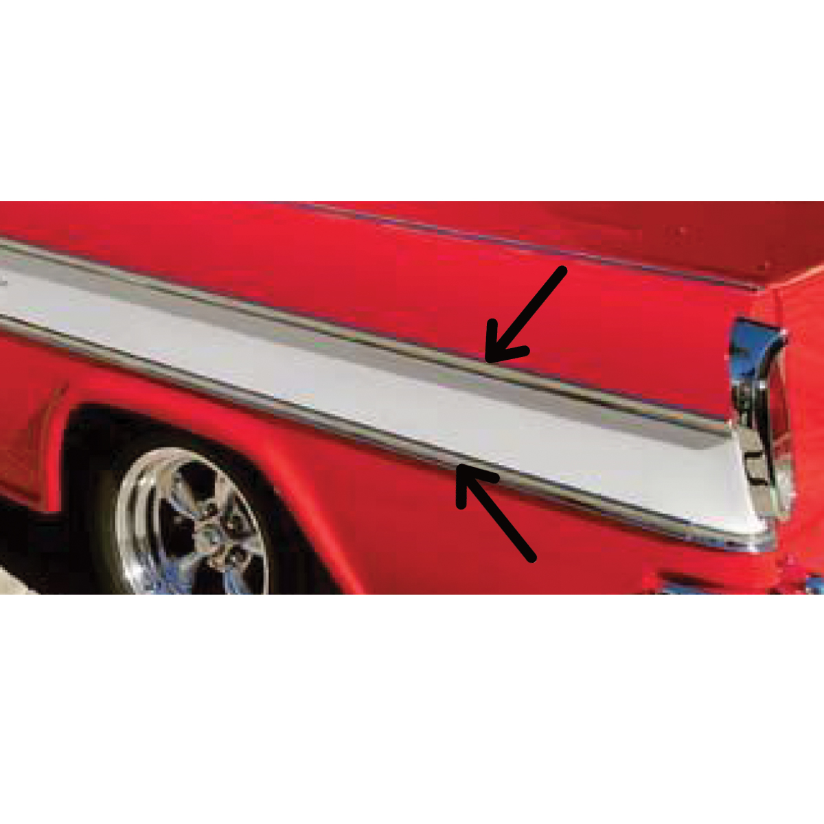 1957-58 Bed Side Polished Stainless Trim Set for Cameo
