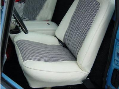 1971-1972 Seat Back and Bottom Upholstery Kit Off White with Hounds Tooth Insert Chevrolet and GMC Bucket Pickup Truck