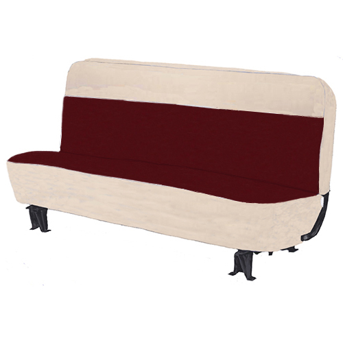 1960-1966 Ivory Vinyl with Burgundy Insert Seat Kit Chevrolet and GMC Pickup Truck