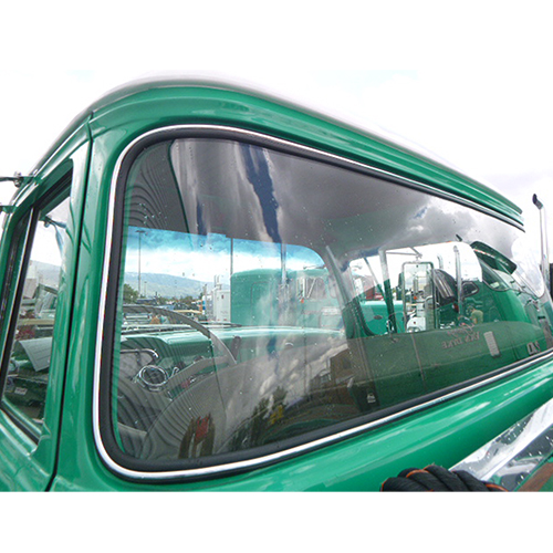 1955-1966 Rear Glass Rubber Kit With Chrome Filler Strip Large Window Chevrolet and GMC Pickup and Big Truck