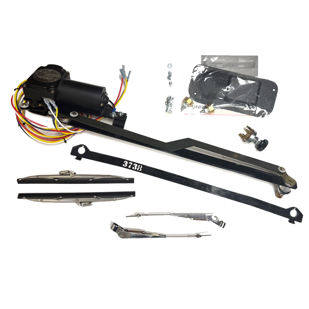 1936-1938 Wiper Motor Deluxe Design with Linkage 12 Volt Low Cab Chevrolet and GMC Pickup Truck